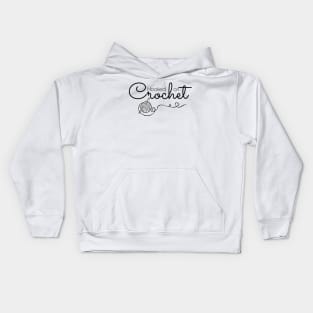 Hooked on Crochet - black text Kids Hoodie